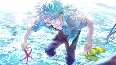 دانلود والپیپر ساتورو گوجو ساحل جوجوتسو کایسن Satoru Gojo Beach Jujutsu Kaisen Anime