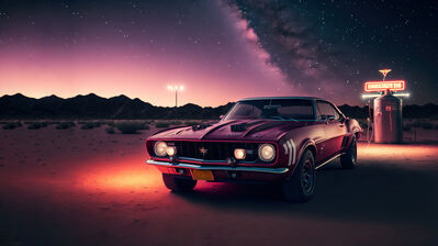 دانلود والپیپر ماشین اسپورت در بیابون Sports Car Desert Night