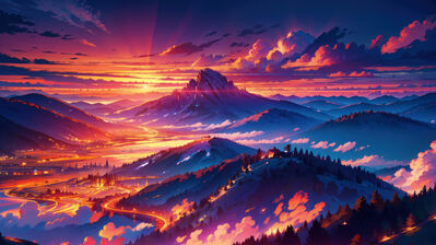 دانلود والپیپر غروب کوهستان Sunset Mountain Landscape Scenery