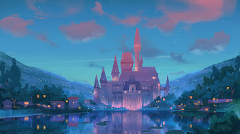دانلود والپیپر قلعه در شب Castle Night Art Scenery Landscape