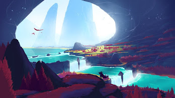 دانلود والپیپر منظره فانتزی ایلوستریشن Fantastic Landscape Illustration Digital Art