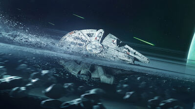 دانلود والپیپر میلنیوم فالکون سیارک جنگ ستارگان Millennium Falcon Asteroid Star Wars