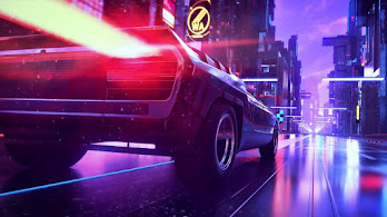 دانلود والپیپر ماشین نئونی رتروویو Neon City Car Retrowave