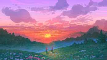 دانلود والپیپر غروب آسمان عاشقانه منظره Sunset Sky Couple