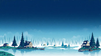 دانلود والپیپر مینیمال منظره زمستان شب Winter Scenery Minimalist