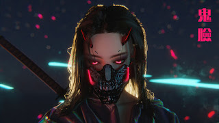 دانلود والپیپر دختر سایبرپانک نقابدار Cyberpunk Girl Mask