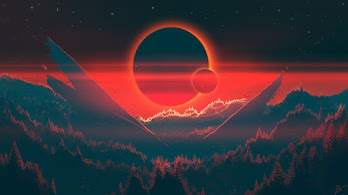 دانلود والپیپر دیجیتال آرت منظره شب جنگل Digital Art Night Scenery Forest