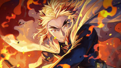 دانلود والپیپر کیوجورو رنگوکو دیمن اسلیر Kyojuro Rengoku Demon Slayer Flame Hashira