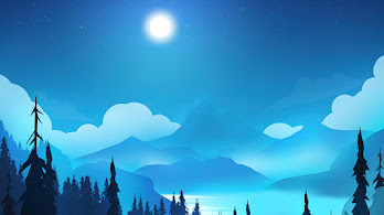 دانلود والپیپر منظره آسمان شب با نور ماه Moon Light Night Sky Scenery Art