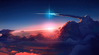 دانلود والپیپر آسمان دنباله‌دار طلوع ابر Sky Comet Sunrise Scenery