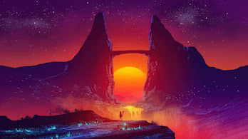 دانلود والپیپر فانتزی غروب Sunset Scenery Fantasy Landscape Digital Art