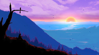 دانلود والپیپر غروب مینیمال Minimalist Sunset Scenery Digital Art