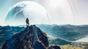 دانلود والپیپر منظره قله کوه ماه Nature Mountain Summit Moon