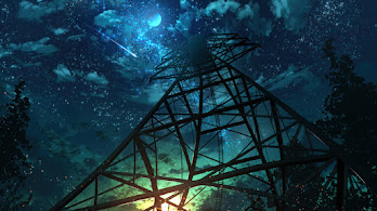 دانلود والپیپر انیمه آسمان شب پرستاره Night Sky Stars Anime Scenery