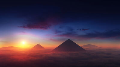 دانلود والپیپر منظره غروب هرم Pyramid Sunset Scenery