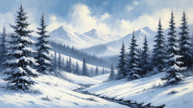 دانلود والپیپر جنگل برفی درخت منظره Winter Forest Snow