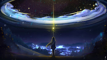 دانلود والپیپر منظره شب انیمه Anime Night Sky Scenery | شب انیمه یعنی تاریکی و آرامش خیالی، شب تو یعنی تاریکی و استرس واقعی.