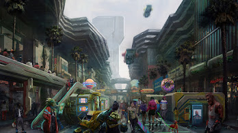 دانلود والپیپر شهر سایبرپانک ۲۰۷۷ کانسپت آرت Cyberpunk 2077 City Concept Art