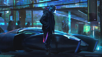 دانلود والپیپر ماشین پرنده سایبرپانک Cyberpunk Hover Car Sci-Fi