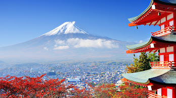 دانلود والپیپر منظره کوه فوجی و شهر Mount Fuji City