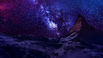 دانلود والپیپر منظره کوه و ستاره شب Night Stars Mountain Scenery