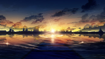 دانلود والپیپر طلوع آفتاب شهر انیمه Sunrise Anime City Scenery Landscape
