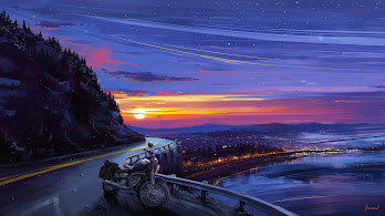 دانلود والپیپر طلوع در شب Sunrise Night Sky Landscape Scenery Art