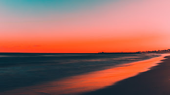 دانلود والپیپر منظره غروب ساحل دریا Sunset Beach Sea Horizon Scenery