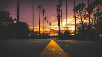 دانلود والپیپر منظره جاده غروب آفتاب Sunset Road Landscape Scenery