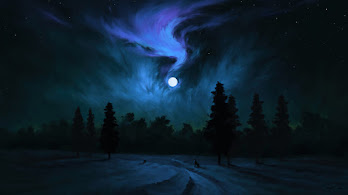 دانلود والپیپر مهتاب شب منظره هنری Full Moon Night Sky