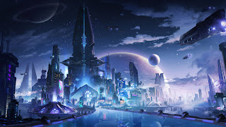 دانلود والپیپر شهر علمی تخیلی شب Sci-Fi City Night