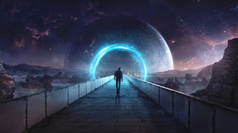 دانلود والپیپر پورتال کهکشانی Space Planet Portal Digital Art
