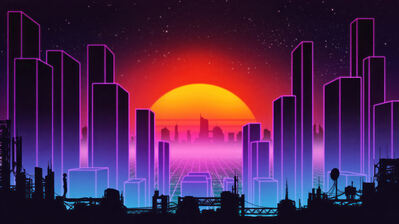دانلود والپیپر رتروویو غروب Sunet Retrowave
