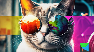 دانلود والپیپر گربه با عینک Cat Glasses Digital Art