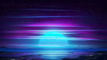 دانلود والپیپر آرت دیجیتال شب آسمان ستاره‌ها ماه Digital Art Night Sky Stars Moon