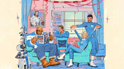 دانلود پوستر چهار شگفت‌انگیز ۲۰۲۵ Fantastic 4 2025 The Thing Johnny Storm Sue Storm Reed Richards