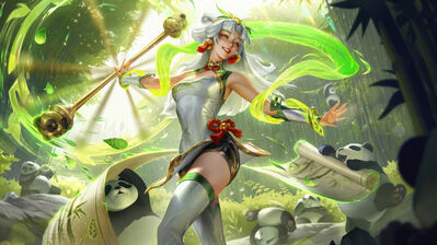 دانلود والپیپر لوکس با اسکین Panda Pal از League of Legends Lux Panda Pal Splash