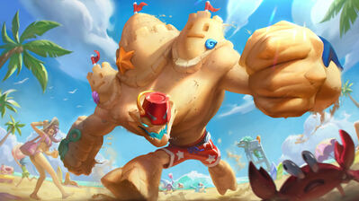 دانلود والپیپر مالفایت پول پارتی League of Legends Malphite Pool Party Skin LoL Splash Art