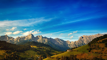 دانلود والپیپر کوه آبی منظره Mountains Blue Sky Landscape