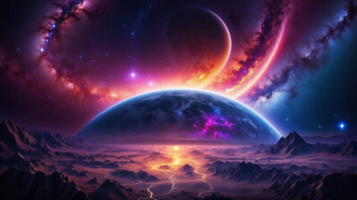 دانلود والپیپر کهکشان سحابی سیاره Nebula Planet Sky Stars Space Scenery