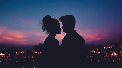 دانلود والپیپر سیلوئت عاشقانه زوج عاشق آسمان Romantic Couple Silhouette Lovers Sky Scenery