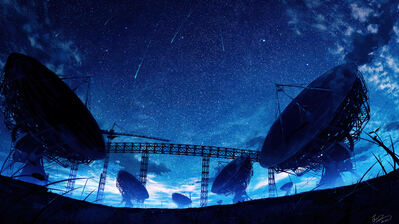 دانلود والپیپر آنتن ماهواره و آسمان پرستاره Satellite Dish Starry Night