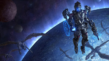 دانلود والپیپر سرباز فانتزی علمی تخیلی اژدها Sci-Fi Fantasy Soldier Dragon Outer Space