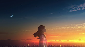 دانلود والپیپر دختر انیمه دبیرستانی غروب Anime Girl School Uniform Sunset