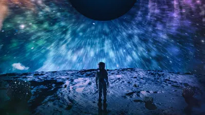 دانلود والپیپر دیجیتال آرت فضانورد و سیاره Astronaut Planet Space Cosmos Digital Art