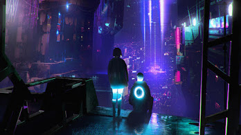 دانلود والپیپر شهر شب سایبرپانک علمی-تخیلی Cyberpunk City Night Sci-Fi