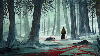 دانلود والپیپر نبرد سامورایی در جنگل آرت Samurai Battle Forest Art