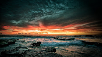 دانلود والپیپر افق غروب دریا Sunset Horizon Seascape