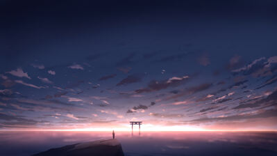 دانلود والپیپر توری دروازه طلوع خورشید Horizon Torii Gate Sunrise Horizon Scenery