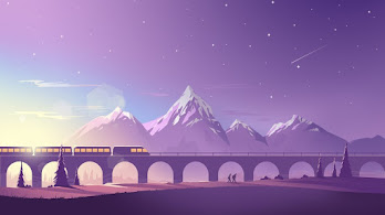 دانلود والپیپر مینیمال قطار کوه منظره Train Mountains Landscape Minimalist